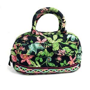 Vera Bradley Lola Botanica Quilted Doctor's Bag Green Black Pink Floral 11" x 7"